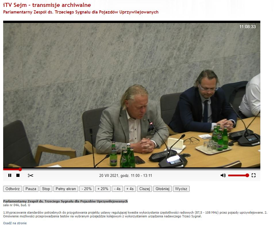 20 - 07 - 2021 - WICE PRZEWODNICZĄCY Dariusz Wojcieszak z Wielkopolskiego Zarządu NSZZ Pracowników Pożarnictwa brał udział w Parlamentarnym Zespole ds. Trzeciego Sygnału dla Pojazdów Uprzywilejowanych (...)