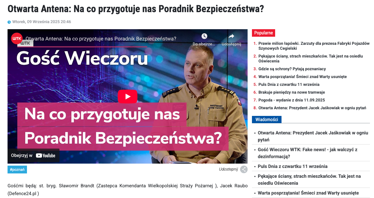 09 - 09 - 2025 - Na co przygotuje nas Poradnik Bezpieczeństwa ? (...) - źródło WTK